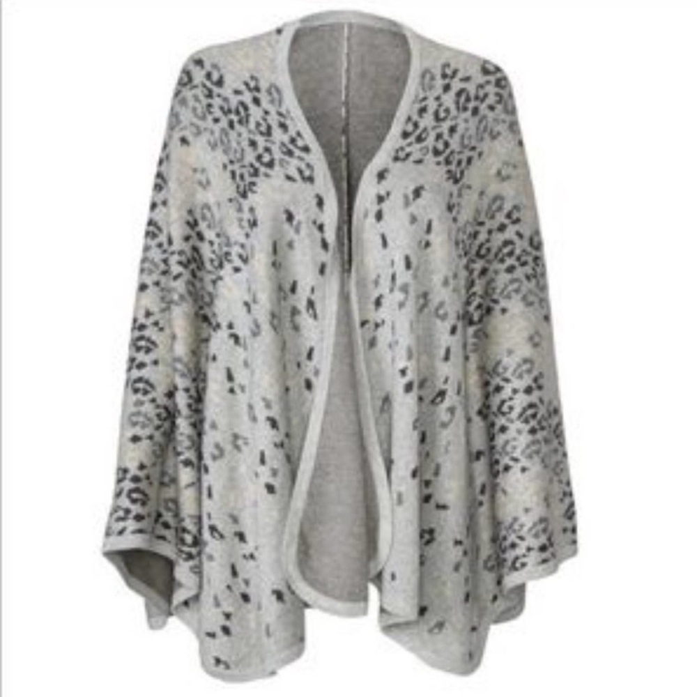 Cabi Leopard Print Cape Wrap Cardigan Sweater Open Front One Size Style 3115